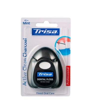 TRISA Active Clean Charcoal dental floss waxed with mint aroma & activated carbon