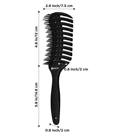 HEETA Curved Vented Styling Hair Brush - Fast Blow Drying Brush for Smooth & Tangle-free Hair - Men, Women, Kids - Black - Buy Online on GoSupps.com