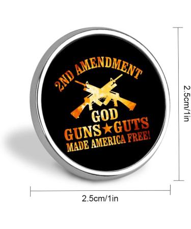 Flaming 2nd Amendment God Guns Guts Round Badge Pin - Patriotic Lapel Tie Decor - Buy Online on GoSupps.com