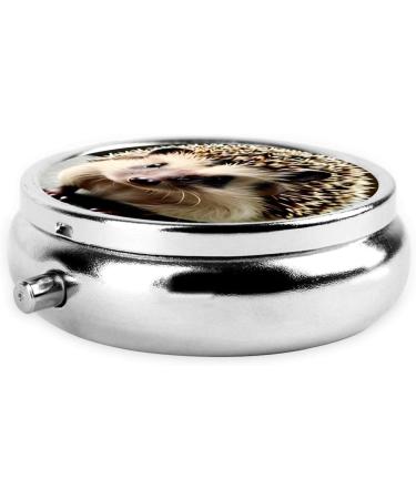 Cute Hedgehog Round Pill Box | 3 Compartment Portable Travel Pill Organizer for International Shipping - Buy Online on GoSupps.com