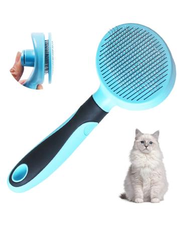 Cat Brush, Soft Dog Grooming Tool Brush for Dogs and Cats, Removes Loose Undercoat, Mats Tangled Hair Slicker Brush for Pet Massage-Self Cleaning Blue