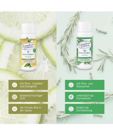 Dresden Essence Sauna Infusion Eislimone + Herbs - Fresh Lime & Mint Aroma Set (2 x 250 ml) | International Shipping Available - Buy Online on GoSupps.com