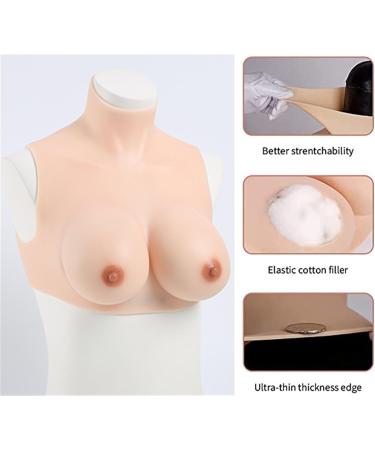 Knobco High Collar Silicone Breast Forms - Realistic Fake Breasts for Mastectomy Halloween Weddings & Cosplay | Brown Skin Size G 1525G - Buy Online on GoSupps.com