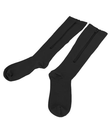 DKAONY Women's compression stockings 15 20 mmHg 1 pair of women's compression stockings with a closed toe area and zipper for varicose veins xxl black