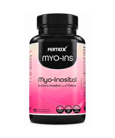 Fertiox Myo-Ins Capsules I Myo-Inositol 1800 mg D-Chiro Inositol 45 mg and Folate 420 mcg Per Serving High Dose and Purity I 90 Vegetarian Capsules I Ideal 40:1 Ratio Myo Inositol to D-Chiro Inositol I For Women 30 Day Supply Made In Canada