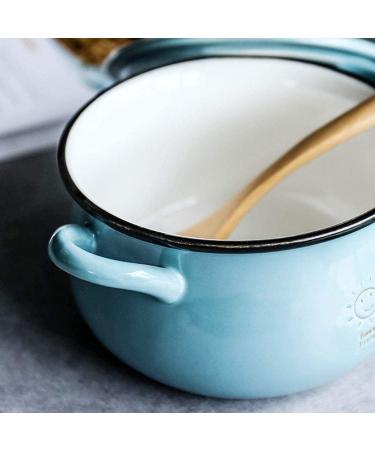 Bowl 6 Inch Binaural Soup Bowl with Lid Cute Blue Ceramic Instant Noodles Bowl Fruit Bowl Soup Pot Child Tableware Kitchenware - Buy Online on GoSupps.com