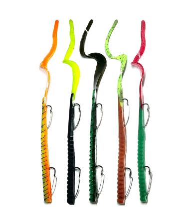 Delong Lures 10" Twister Tail Weedless KILR Worm for Bass, Pike, and Anything in Between, Soft Plastic Bass Fishing Lures Baits Tackle TwisterTail Variety