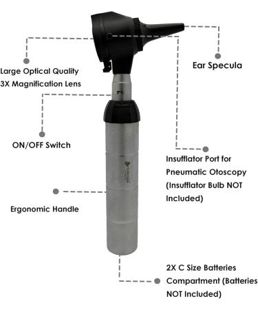 Cross Canada Physician LED Otoscope Diagnostic Set Professional Otoscope for Physician Medical Student Nursing Student Doctor Nurse (Chrome) - Buy Online on GoSupps.com