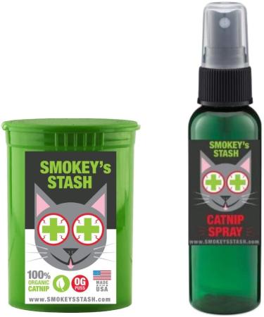 Organic Smokey's Stash Catnip Spray & Dried Combo Bundle - Maximum Potency Catnip for Cats - Buy Online on GoSupps.com