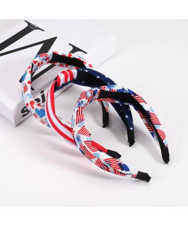 3pcs American Flag Wide Headbands for Women & Girls - Patriotic USA Knotted Hairbands in Red, White, Blue | Independence Day 4th of July Celebration - Buy Online on GoSupps.com