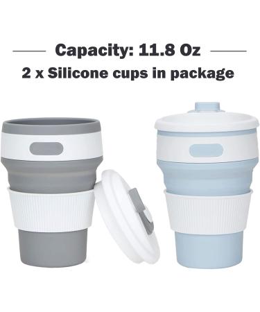 2Pcs Silicone Collapsible Travel Cup Set | Foldable Drinking Cups with Lids for Adults & Kids - Portable Camping Cups | Reusable & Leakproof Silicone Cups - Buy Online on GoSupps.com