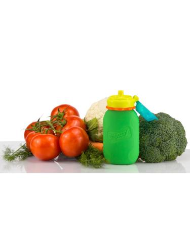 Squeasy Snacker Green - Reusable Silicone Squeezy Pouch 180ml | BPA-Free Self-Filling Snack Pouch for Kids - Buy Internationally! - Buy Online on GoSupps.com