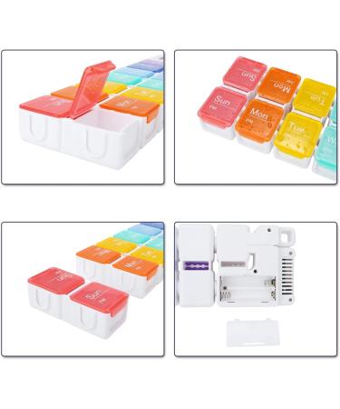 Cozycabin 7-Day Pill Organizer with Alarm - Large Weekly Vitamin & Medication Box (AM/PM) for Travel - Rainbow - Buy Online on GoSupps.com