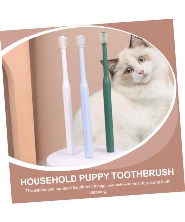 GRIRIW 4pcs Toothbrush Tufting Kit Pet Kitten Supplies Cat Toothpaste and Brush Kit Puppy Tufted Plastic - Buy Online on GoSupps.com