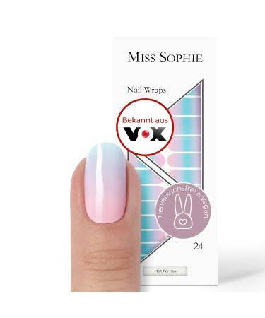 Miss Sophie nail film - Melt for you - color gradient blue pink nail wraps - 24 ultra -thin self -adhesive long -lasting nail films for you 24