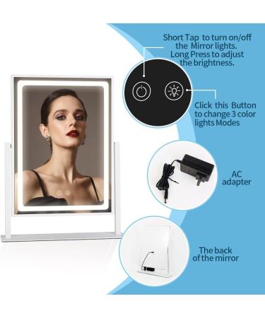 BRIGHTINWD Hollywood Vanity Mirror with Lights - Touch Control, 3 Color Modes, 10X Magnification, 360 Rotation - 16 White - Buy Online on GoSupps.com