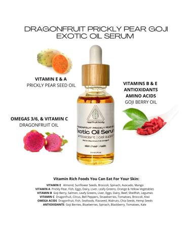 Real Fruit Body Dragonfruit Prickly Pear Goji Exotic Oil Serum - 100% Pure and Natural Vegan Leaping Bunny Certified Cruelty Free - 2 fl ounce | 60 ml 2 Fl Oz (Pack of 1) - Buy Online on GoSupps.com