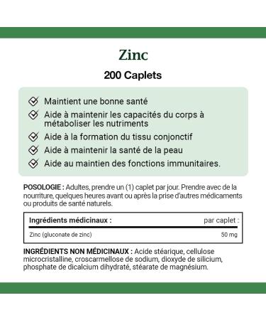 Nature's Bounty Chelated Zinc 50mg Supports Immune Function and Maintain Body's Ability to Metabolize Nutrients Maintains Healthy Skin and Bones 200 Caplets - Buy Online on GoSupps.com