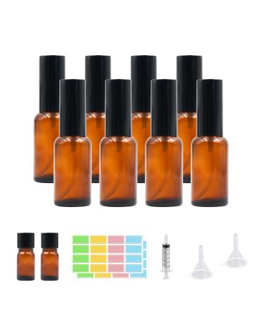 Brown spray bottle glass spray bottle Small glass with spray bottle glass atomizer UV-resistant glass with for essential oils cosmetics pharmacist cleaning aromatherapy massage hair (brown 8*30ml) 8*30ml brown