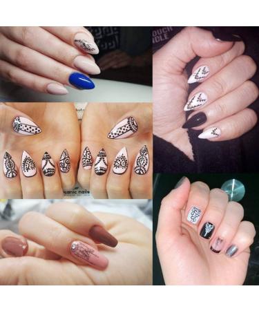 Black Nail Art Stickers Water Transfer Decals with Floral and Dream Catcher Design - 13 Sheets | DIY Nail Manicure Supplies - Buy Online on GoSupps.com