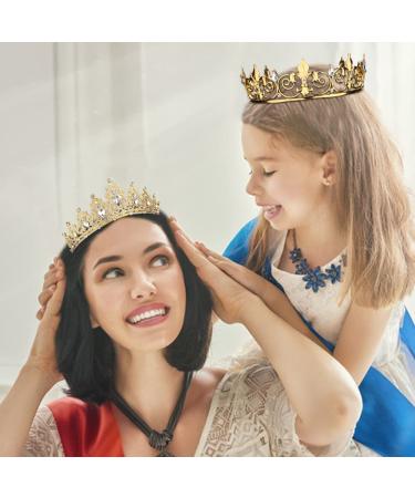 AOPRIE King & Queen Artemis Tiara and Crown | Crystal Hair Accessories for Wedding, Prom, Bridal, Birthday, Halloween & Christmas - Gold Princess Tiara for Women, Men, Girls & Boys - Buy Online on GoSupps.com