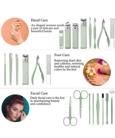 22 in 1 Manicure Pedicure Kit with Travel Case - Nail Clippers & Grooming Tools for Men and Women (Mint Green) - Buy Online on GoSupps.com