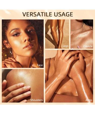 Glistening Bronze Body Shimmer Oil 40ml - Waterproof Illuminator for Face & Body with Makeup Brush - Moisturizing and Light-Reflecting Formula - Buy Online on GoSupps.com