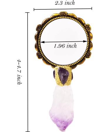 AMOYSTONE Purple Handheld Mini Makeup Mirror with Plated Tourmaline Handle - Decorative Gift for Mom - Buy Online on GoSupps.com