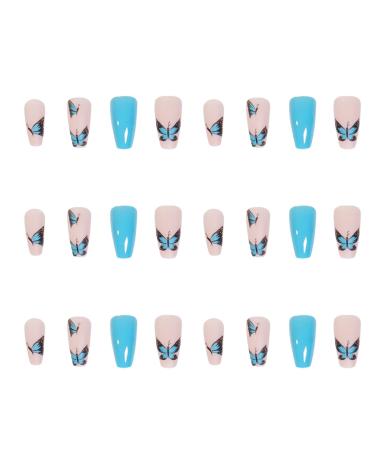 Long Nails | Ballerina Long Fake Nails with Designs | Press on Nails Reusable Stick on Nails for Women and Girls Full Decorations F Suit