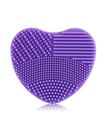 7 Colors Makeup Brush Cleaner Mat Makeup Brush Cleaner Silicone Heart Glove Cleaning Cosmetic Board Washing Scrubber Silicon Makeup Brush Cleaning Mat Makeup Brush Cleaner Pad Purple