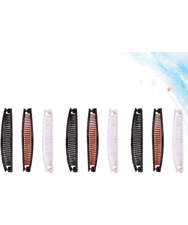 Lurrose 9 pcs Banana Clip Thick Hair Banana Ponytail Holder Clincher Comb for Women Headdress Hair Accessories (White Black Coffee) - Buy Online on GoSupps.com