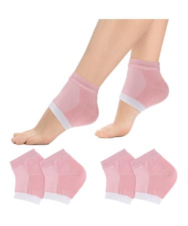 Sibba 2 Pairs Gel Heel Socks Soft Moisturizing Socks for Cracked Heel Treatment Ventilate Open Toe Socks Day Night Care Skin Beauty Spa Treat Dry Hard Foot Men and Women (Pink) 15 x 15 x 2cm / 5.86 x 5.85 x 0.78 Inch 4.0