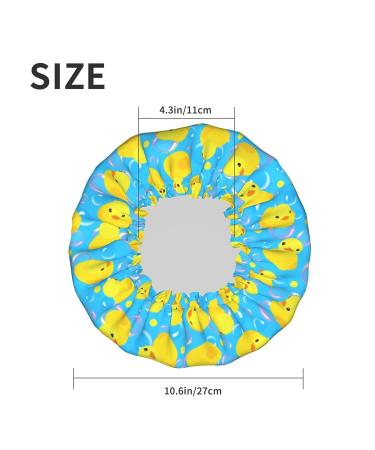 Yellow Rubber Ducks Shower Cap for Women - Adjustable Double Waterproof Layers | Hair Protection Reusable Spa Salon Hat - One Size - Buy Online on GoSupps.com