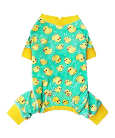 KYEESE Dog Pajama Yellow Duck Soft Material Stretchable Dog Pajamas Onesie Pet Pjs Dog Clothes XX-Large (Pack of 1) A_Yellow Duck