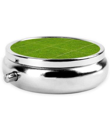 Green Grassland Round Pill Box - 3 Compartment Organizer & Portable Travel Solution - Buy Online on GoSupps.com