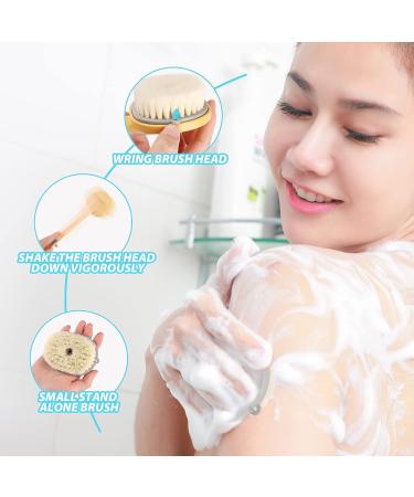 2Pcs Long Handle Bath Massage Cleaning Brush with Soap Dispenser - Back Scrubber and Exfoliating Bath Brush - Buy Online on GoSupps.com