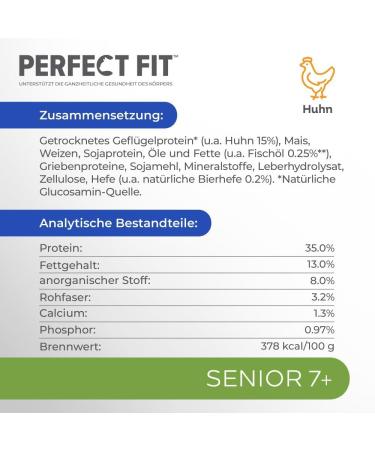 Buy PERFECT FIT Senior Dry Cat Food for Cats 7+ Years - Chicken Flavor 750g (6 Bags) - 4.5 kg Pack | Best International Shipping - Buy Online on GoSupps.com