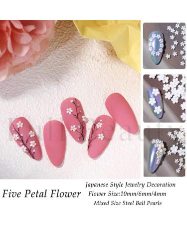 Shop 3D Acrylic Flower Nail Charms - Micro Nail Art Pearls & Rhinestones for DIY Manicure Design - Buy Online on GoSupps.com