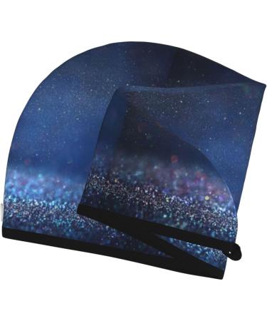 Hair Towel Wrap - Quick Drying Turban with Button | Retro Blue Glitter Hair Drying Towel - Buy Online on GoSupps.com