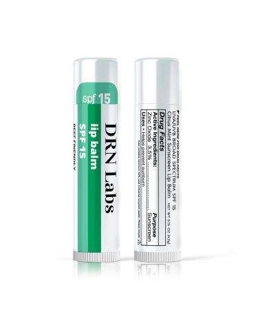 SPF 15 Mineral Sunscreen Lip Balm - Vegan & Cruelty-Free Hydrating Lip Care - Broad Spectrum UVA/UVB Protection - Lemon & Mint Scent - DRN Labs 0.15 oz - Buy Online on GoSupps.com