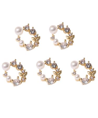 FEIlei Crown Nail Art Charms Zircon Nail Rhinestones Alloy Butterfly-Nail Crystal-Pearl
