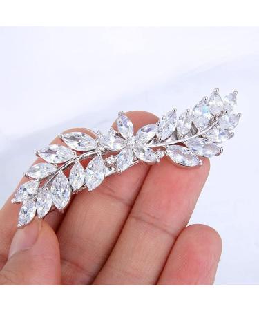 EVER FAITH CZ Marquise Hibiscus Flower Hair Barrette Clip | Silver-Tone - Buy Online on GoSupps.com