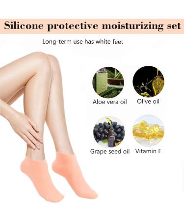 Silicone Moisture Socks for Dry Cracked Feet - Foot Care Spa Gel Socks for Women (Beige) - Buy Online on GoSupps.com