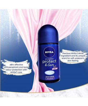 NIVEA Protect & Care Alcohol-Free Roll-On Deodorant - 48H Anti-Perspirant Protection (Pack of 3) - 0.57 Fl Oz Each - Buy Online on GoSupps.com