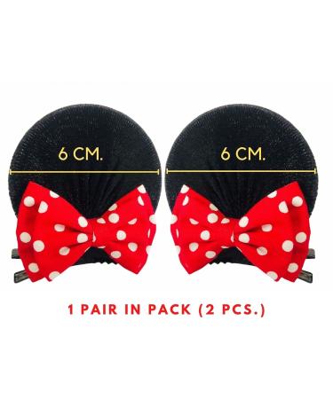 Red Pink Polka Dot Double Bow Hair Clips for Costumes - Set of 2 - Buy Online on GoSupps.com