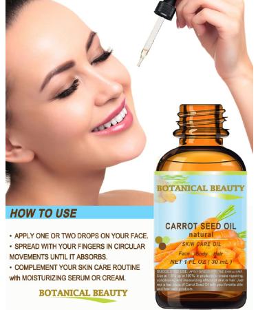 CARROT SEED OIL 100 % Natural Cold Pressed Carrier Oil. 1 Fl.oz.- 30 ml. Skin Body Hair and Lip Care. "One of the best oils to rejuvenate and regenerate skin tissues. by Botanical Beauty - Buy Online on GoSupps.com