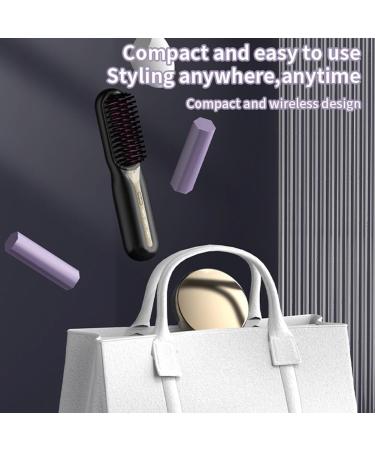 Buy New Cordless Hair Straightener Brush - Portable USB Rechargeable Anti-Scald & Lightweight for Travel - Pink - Buy Online on GoSupps.com