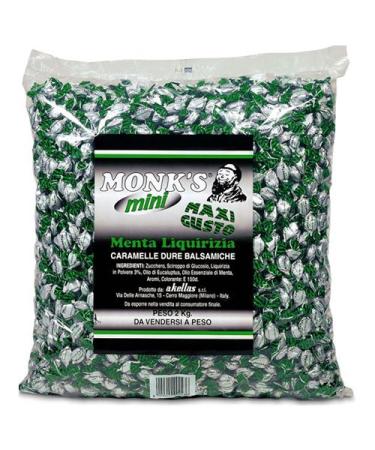 Akellas Mini Monk's Menta Licorice Hard Caramels 2 kg - the aroma of pure liquid and mint freshness
