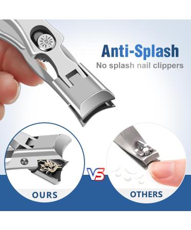 Senior-Friendly Wide Open Toenail Clippers for Thick Nails - Heavy Duty Clippers with Nail File and Catcher - Silver Finish - Buy Online on GoSupps.com