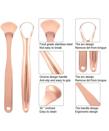 2-Part Stainless Steel Tongue Scraping Set - Reusable Non-Slip Handle Storage Box - Tongue Brush for Adults & Kids (Rose Gold) - Buy Online on GoSupps.com